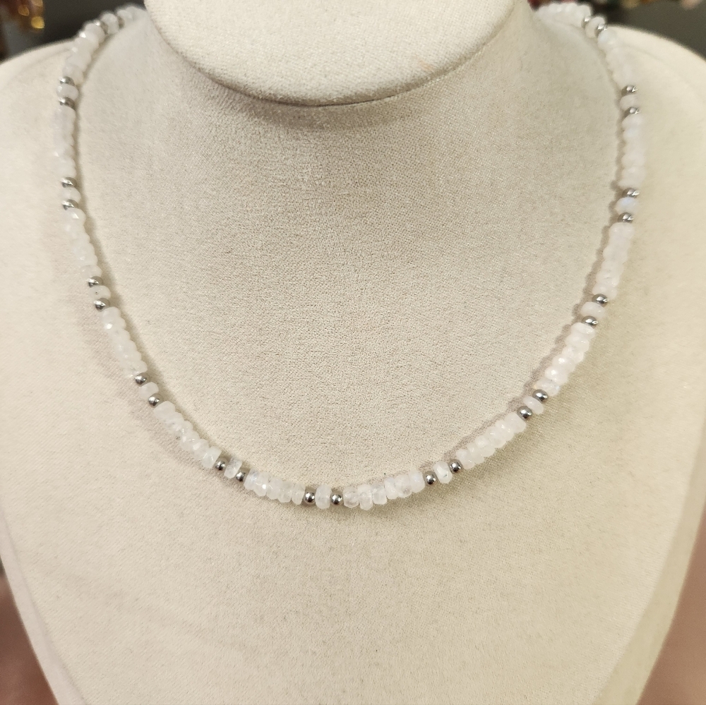 Handmade Rainbow Moonstone Beaded Necklace